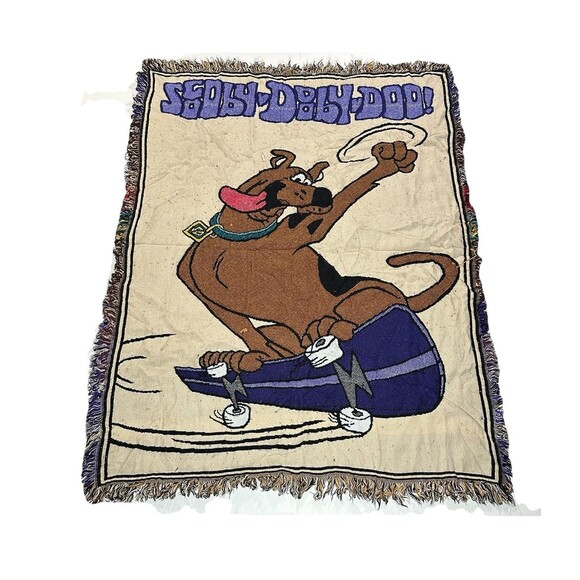 Cartoon Network, Northwest Other - Vintage 90s Scooby Doo Skateboarding Throw Blanket Woven Tapestry 59x46 Rare HTF